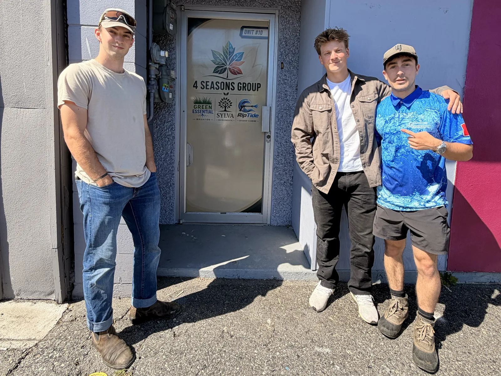 Three of the 4 Seasons Group partners outside the Group office in North Vancouver